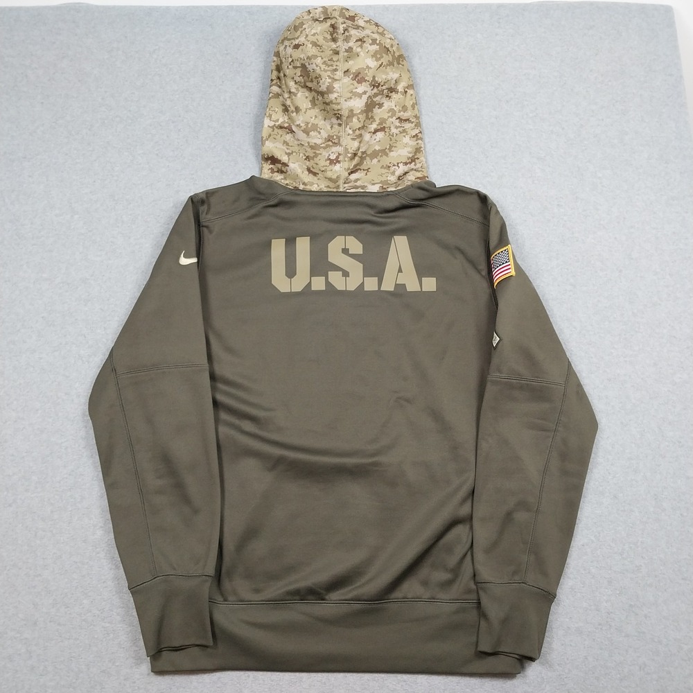 Denver Broncos Hoodie Mens Medium Green Nike Salute To Service Camo Patches - Picture 3 of 12